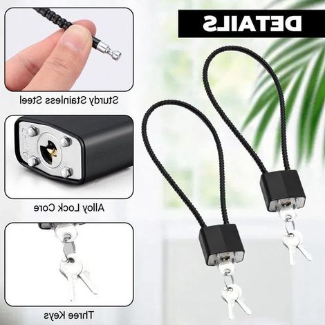 Lucchetto a cavo regolabile e deformabile con chiave - Lucchetti con cavo in acciaio e chiavi abbinate - Lucchetto a cavo flessibile nero per valigia - cancello - bicicletta - garage - palestra - cass (1/4)