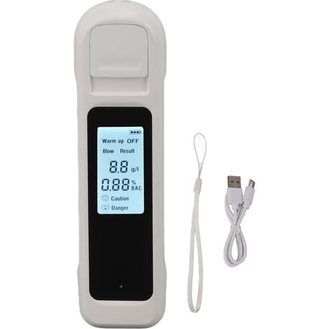 Testeur d'alcool haute précision écran LCD rechargeable USB arrêt automatique portable blanc pour maison (1/5)