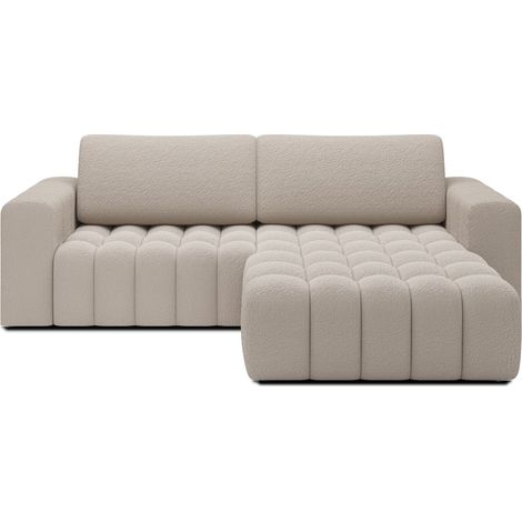 Sofá de esquina convertible DORY beige claro 250 cm con cofre de almacenamiento ángulo derecho (1/5)