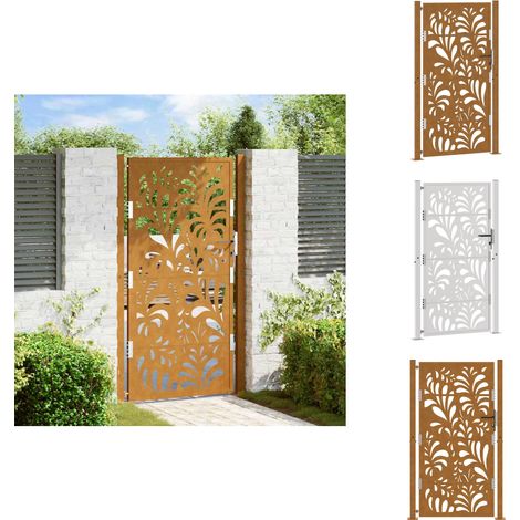 Gartentor 105x180 cm Wetterfester Stahl Wellen-Design - Gartentor - Gartentore - Zauntor - Sicherheitstor (1/5)