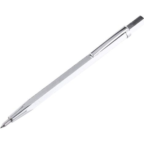 Stylo graveur à pointe carbure pour verre/céramique/tôle, stylet portatif avec clip et aimant, 1 pièce (argent) (1/4)