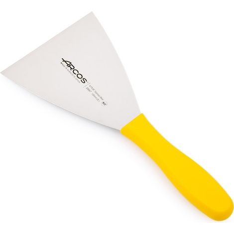 Spatola Arcos 2900- modello 299700 in acciaio inox Nitrum e mango polipropilene ergonomico giallo e lama 12,5 x 12 cm, con gancio Copertura
