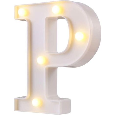LED Chapiteau Lettre Lumières 26 Alphabet Lumineux Lettres Signes Parfait pour la Décoration De Bar De Fête De Mariage (Blanc P)