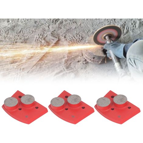 Lot de 3 blocs de ponçage diamantés pour béton et ciment, carrés et cylindriques, rouges, n° 30. Conviennent au ponçage de surfaces irrégulières, au décapage de peinture au sol, au polissage du béton, (1/5)