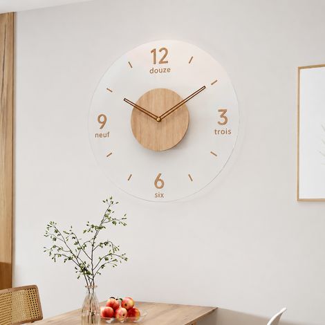 Horloge murale ronde sans cadre 8803-A diamètre 30 cm en bois massif quartz silencieux 8803-a 30cm réf 1226 1 g – Livraison gratuite