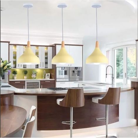 Lot de 3 Moderne Suspension Luminaire,Lampe Plafonnier Rétro Style Nordique en Goutte Chapeau pour Restaurant Cafe (1/4)