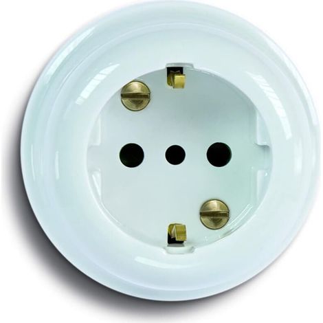 Fanton Deutsche Schuko-Wandsteckdose aus Keramik 16A Weiß 84011 (1/4)