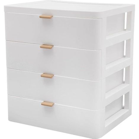 Organiseur de bureau 4 niveaux avec tiroir boîte de rangement empilable pour livres cosmétiques collations et objets divers (1/5)