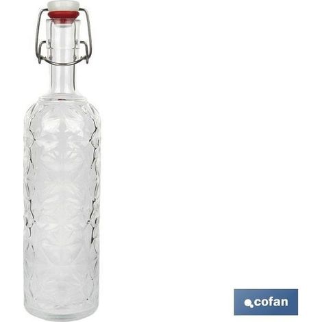 Bouteille en verre transparente avec bouchon à levier 1L (1/4)