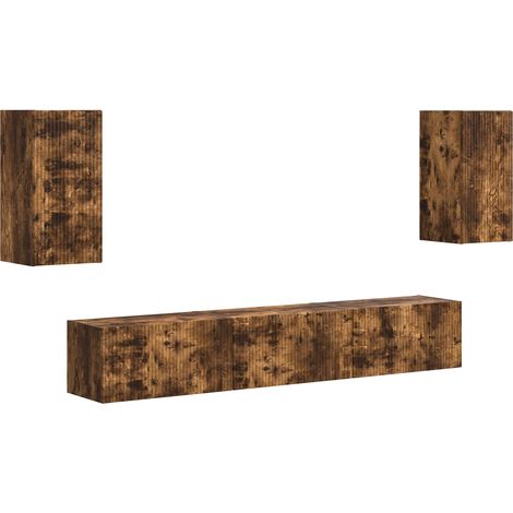 Ensemble meuble TV 5 pcs Chêne fumé Bois d'ingénierie