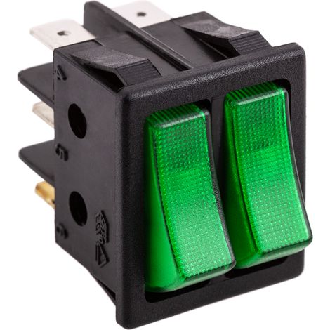 BeMatik - Interrupteur à bascule vert à deux canaux DPDT 6 broches (1/5)