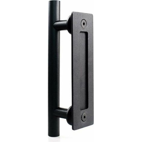 Ahlsen Schiebetürknauf aus Karbonstahl, Scheunentür-Schiebetürknauf – einzelner runder Knauf – Schwarz, 30 cm (1/5)