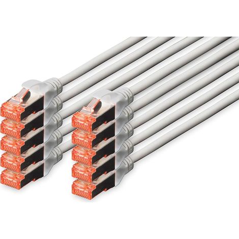 Digitus Professional câble de réseau 1 m Cat6 S/FTP (S-STP) Gris (CAT6 S-FTP Patchk.,1m, - 10x CAT 6 S-FTP Patchkabel, Cu, LSZH AWG 27/7, Länge 1 m, Farbe Grau) (1/5)