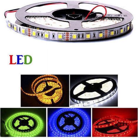 STRISCIA LED SMD 5050 300 LED 5M 5 METRI 12V IP66 ADESIVA BOBINA LED FLESSIBILE VARI COLORI - Verde - Colore: Bianco
