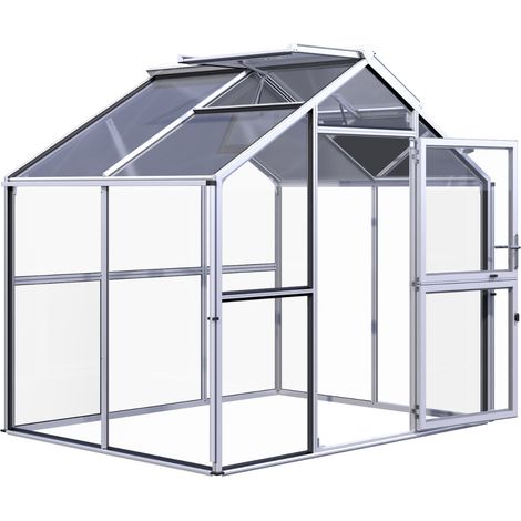 KGT Gewächshaus "Novum II", pressblank, 5,7 m², 4 mm ESG, 10 mm HKP