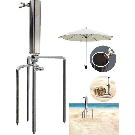 Pied de Parasol de Plage en métal - Piquet de pelouse pour Parasol - Diamètre : 20-38 mm - Pied de Parasol Amovible - Support de Parasol de Plage - pour la pêche, Le Jardin, la Plage (1/5)
