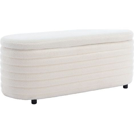 Wahson Panchine in Pelliccia, Moderno Fondo letto, Panca Contenitore da interno, Cassapanca Pouf per Soggiorno, Bianco