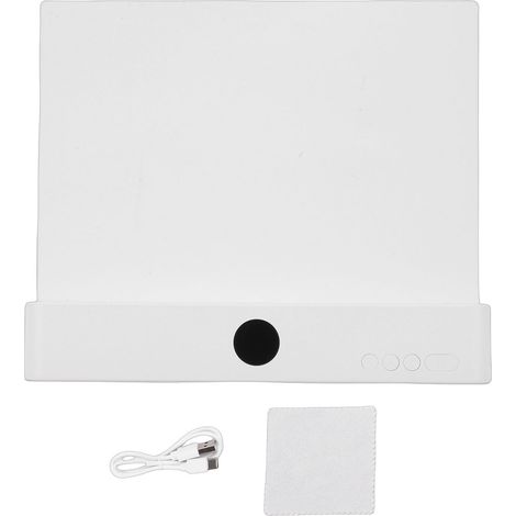 Lampe de lecture plate 2 en 1 LED rechargeable USB, luminosité réglable, idéale pour la chambre d'étudiant ou la table de chevet (blanche). (1/5)