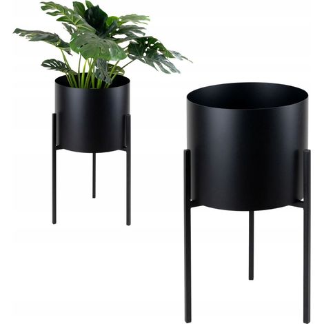 Cache-pot de fleurs en métal noir Loft Macon M 34x34x60 (1/5)