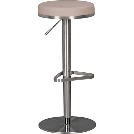 Tabouret de bar rond réglable en hauteur 38x38x57/82 cm en PU taupe (1/5)