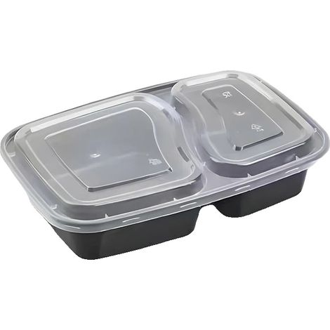 Recipientes para almacenar alimentos, diseño apilable y duradero, aptos para microondas, 2 compartimentos. (1/2)