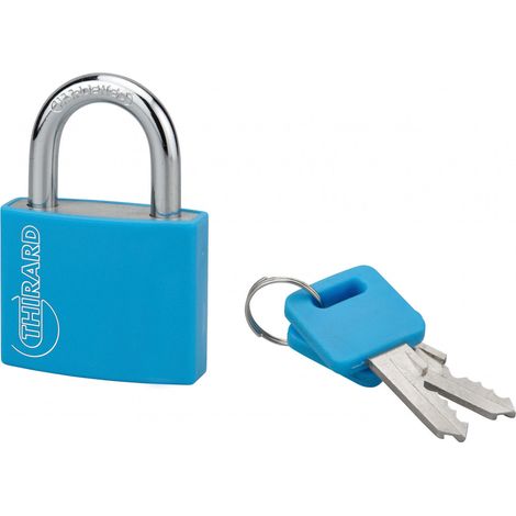 THIRARD - Cadenas à clé Maxium Color Bleu, intérieur, aluminium, 40mm, 2 clés - THIRARD