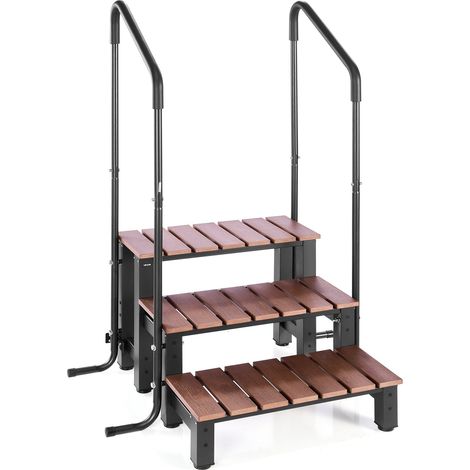 Escalier de spa à 3 marches avec rampe, marchepied de piscine hors sol/gonflable robuste, 640,08 mm de large, capacité de charge de 249,48 kg, marche extérieure, pour porche, patio, terrasse (1/5)