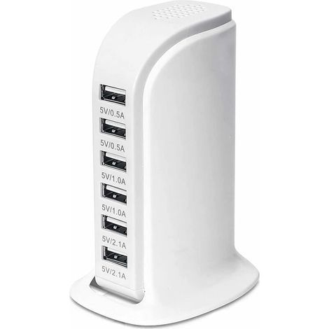 Chargeur USB 30W à 6 ports – Smart Detect pour charge rapide – Compatible iPhone, Galaxy, tablettes – Sécurité renforcée (1/5)