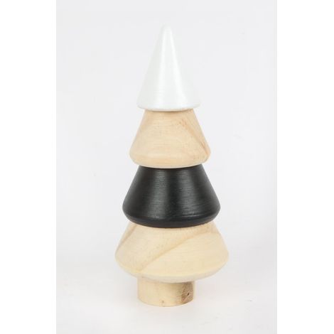 TrendLine Deko Kiefernholzbaum Ø 6,5 x 16 cm schwarz-weiß Figur