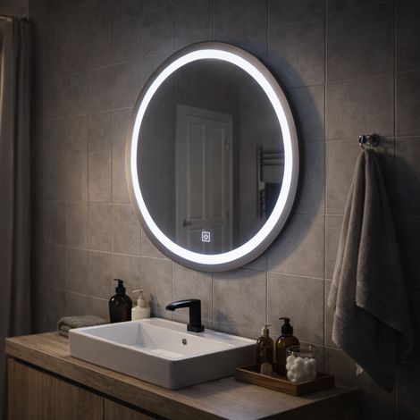 Miroir LED Touch Gallio Diametre 60cm Lumiere Froide 6000K Verre (1/5)