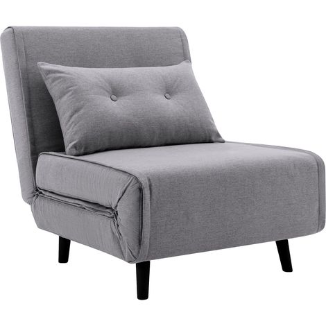 Home Heavenly® - Sofá cama PEGASO convertible 2 en 1 con cojín capitoné y patas de madera, 95x81x82 cm. Color: Gris