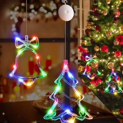 TRADE SHOP - Luci Di Natale A Batteria Con Ventosa Tenda Luminosa X Vetro Finestra Multicolor - (1/5)