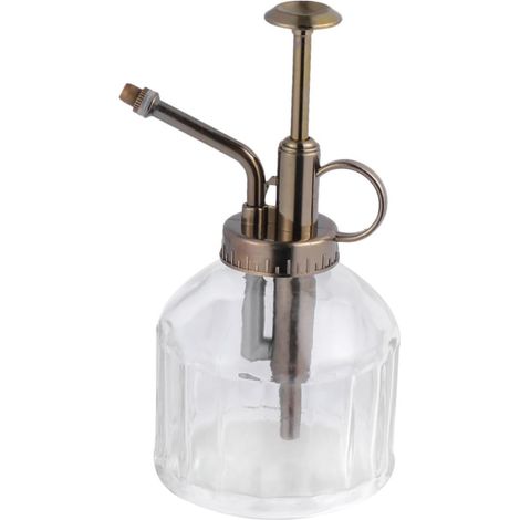 Regadera vintage de cristal transparente, pulverizador manual portátil a presión, nebulizador de agua, gran capacidad para plantas de interior y jardín. (1/5)