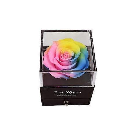 Boîte à bijoux Rose éternelle naturelle Fleurs préservées Bague de demande en mariage Saint-Valentin pour couleur C (couleur) (1/5)