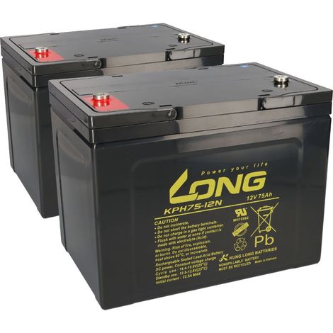 Bleiakku 2x 12V 75Ah kompatibel zu Rollstuhl E-Mobil Seniorenmobil u.a. (1/5)