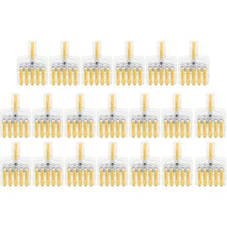 20 Pièces Connecteur Rapide Fil Electrique, Borne de Jonction Type T en Cuivre, Diviseur de Ligne 5 en 1 (Jaune) (1/5)
