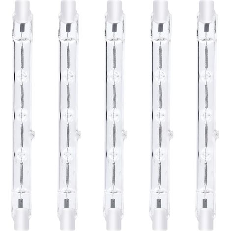 118mm R7s Dimmable ampoule halogène crayon 300W Blanc Chaud 2800K r7s linéaire 3000lm AC220-240V J118 Projecteur Halogène Linéaire pour l’éclairage de paysage,sécurité,lampadaire (5pcs) [Classe énergé
