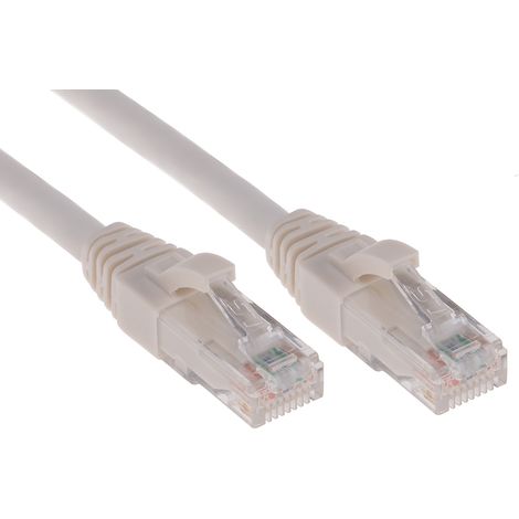 Câble Ethernet cat 5e Avec connecteur gaine PVC Blanc / , Non blindé, 5m ( Prix pour 1 )