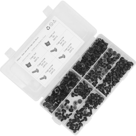 Kit de 200 écrous cage et vis M5 M6, accessoire automobile, acier au carbone noir (1/5)