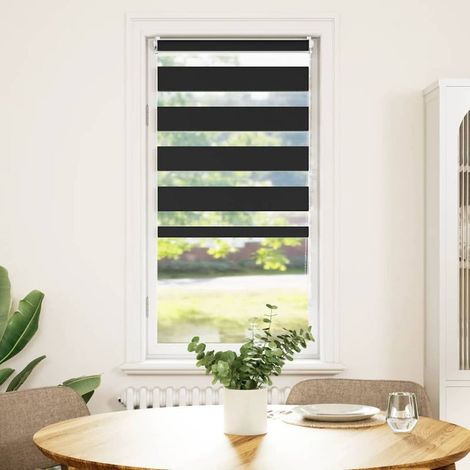 Store enrouleur zébré 80,9 x 150 cm, largeur du tissu 76,7 cm, noir (1/5)
