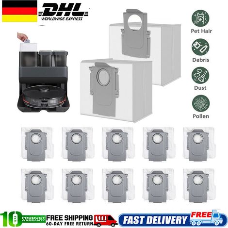 Lot de 12 sacs à poussière compatibles Xiaomi Roborock S8/S7/Q7/Q5/G10S (1/5)