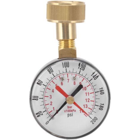 Water Pressure Gauge 0 to 200 PSI - Gauge with 3/4 Female Thread - Aluminum and Iron Alloy - Easy Installation for Water Systems (1/5)
