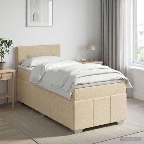 vidaXL Lit boxspring avec matelas Crème 90 x 200 cm Tissu (1/5)