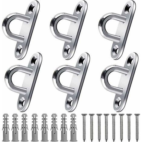 VURAHOME - Crochet Acier Inoxydable (6Pcs) - Support Mural Pour Charges Lourdes - Crochets Métal Forme U Avec 2 Trous Retient Jusqu'À 40 Kg Poids, Crochets Mural À Visser Patères À Visseren (1/5)