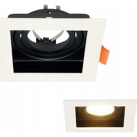 Support orientable encastré carré GU10 / MR16 blanc et noir IP20 - Horoz Electric PETUNYA-1 (1/4)