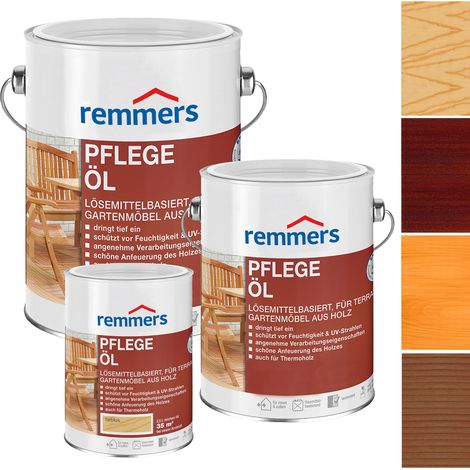 Remmers Pflege-Öl teak, 2,5 Liter, Holzöl für Holz innen und außen, wasserabweisend, wetterfest, für Gartenmöbel und Holzterrassen geeignet (1/5)