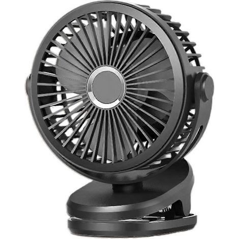 Ventilateur portable à pince de 15 cm (6 pouces) pour poussette, alimenté par USB, avec 4 vitesses et batterie intégrée de 5000 mAh, couleur noir (1/4)