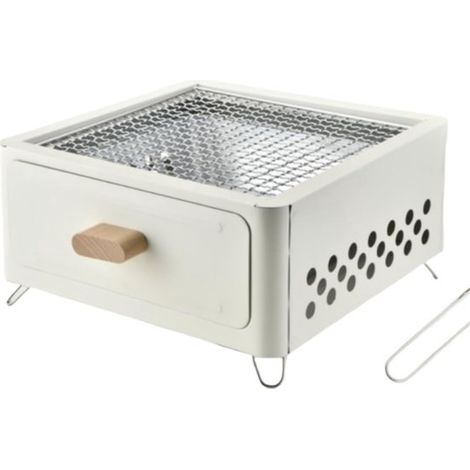 Grillbesteck-Set – Tragbarer Holzkohlegrill, Tischgrill, für Camping und Gartenpicknicks (Farbe: Weiß) (1/2)