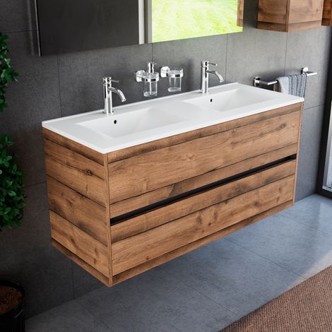 Inda - Mobile bagno 120 cm Diamante Rovere antico con 2 cassetti (1/3)