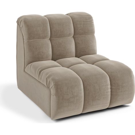 Fauteuil pivotant modulable en velours taupe SEVEN (1/5)
